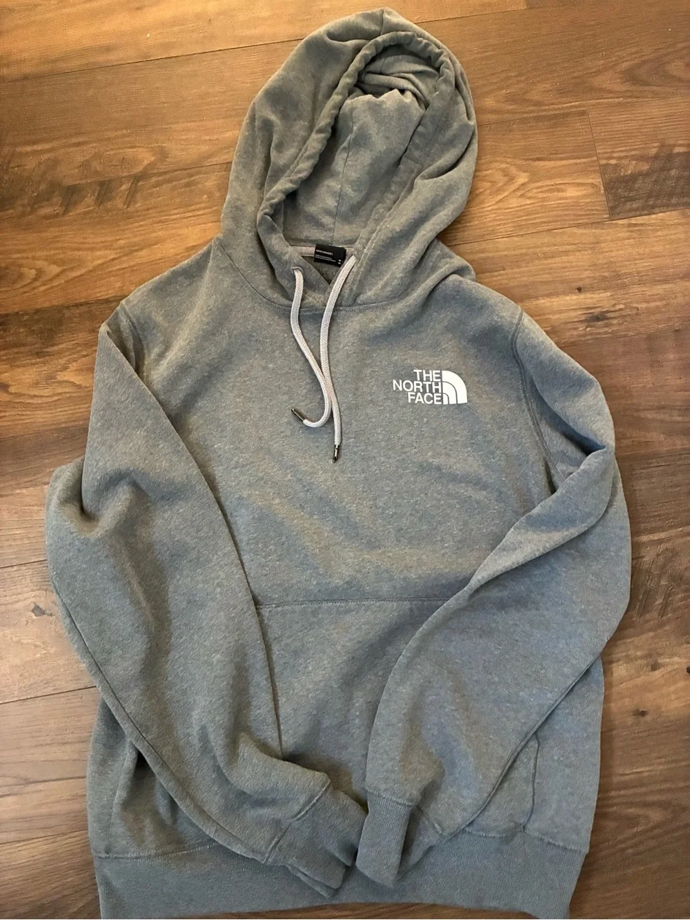 The North Face Men's Gray Hoodie with Black Logo Square